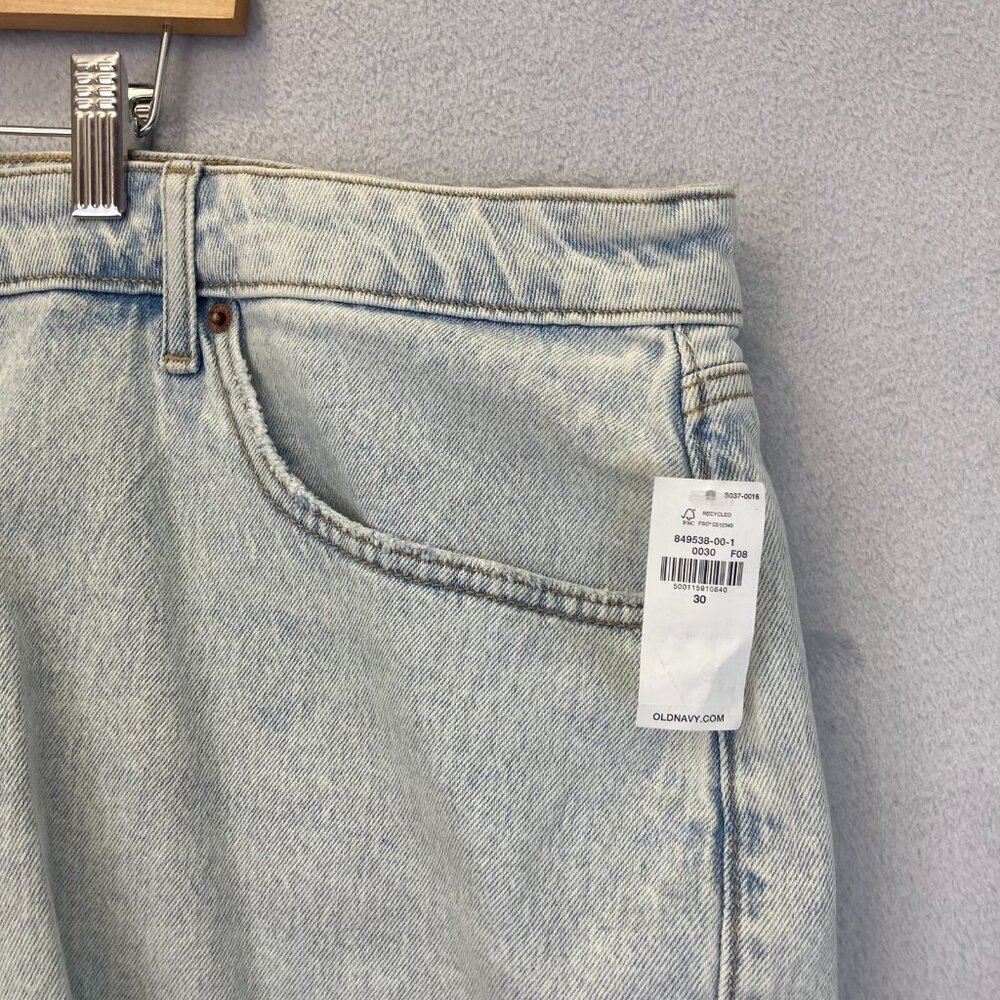 NWT Old Navy Denim Shorts Plus 30 Jeans Curvy OG High Rise Distressed Light Wash - Picture 4 of 16